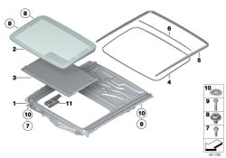 Alcantara floating roof for BMW 7 Series F01, F02, F04 (OEM 54108036130). Original BMW