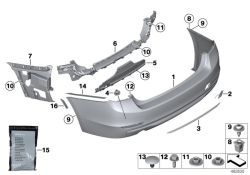 Revestimiento de parachoques trasero imprimado OEM 51127384601 para BMW Serie 3 F30 LCI (09/2014 - 10/2018). Original BMW.
