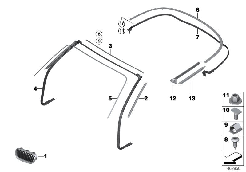 Junta del parabrisas OEM 51767267929 para BMW F23. Original BMW.
