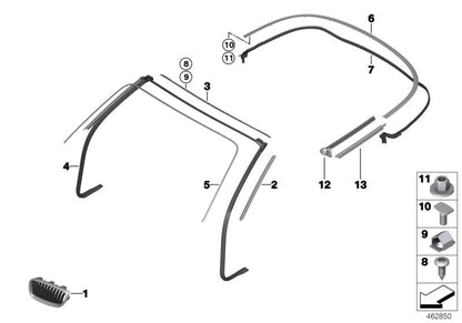 Junta del parabrisas OEM 51767267929 para BMW F23. Original BMW.