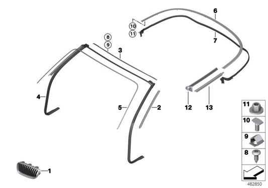 Junta del parabrisas OEM 51767267929 para BMW F23. Original BMW.