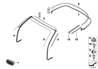 Listón cortaviento superior OEM 51217267941 para BMW Serie 2 F23, F23 LCI. Original BMW.