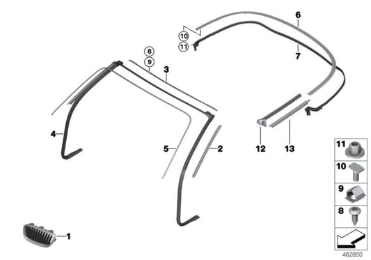 Listón cortaviento superior OEM 51217267941 para BMW Serie 2 F23, F23 LCI. Original BMW.