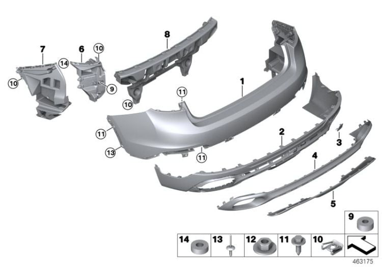 Asiento de parachoques trasero izquierdo OEM 51127319829 para BMW X6 F16. Original BMW.