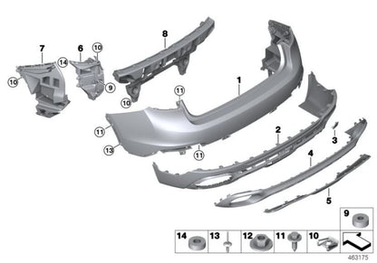 Asiento de parachoques trasero izquierdo OEM 51127319829 para BMW X6 F16. Original BMW.