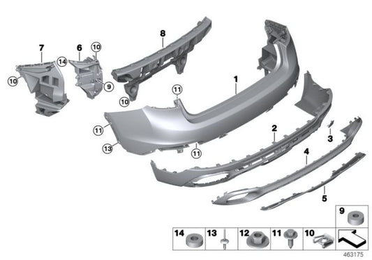 Asiento de parachoques trasero izquierdo OEM 51127319829 para BMW X6 F16. Original BMW.