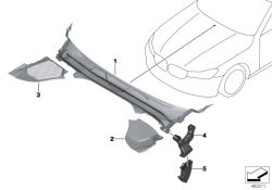Cubierta derivabrisas pieza 3 OEM 51717388719 para BMW Serie 5 F90 M5, G30, G31 Touring... y más. Original BMW.