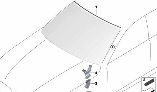 Canal de desagüe superior izquierdo OEM 61667357249 para BMW G11, G12. Pieza original BMW.