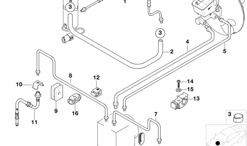 Front brake hose 34321159717 for BMW E36 {316g, 316i, Automatic 316i}, all compatible models. Original BMW spare.