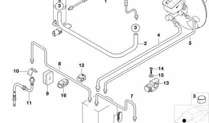 Front brake hose 34321159717 for BMW E36 {316g, 316i, Automatic 316i}, all compatible models. Original BMW spare.