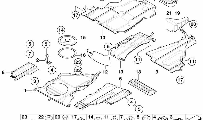 Revestimiento Inferior Central para BMW Serie 3 E46 (OEM 51718218123). Original BMW
