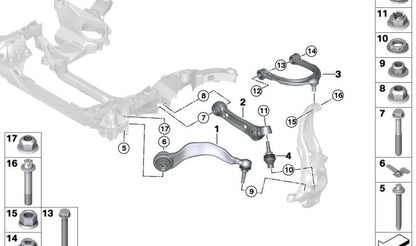 Tuerca hexagonal con reborde OEM 31106768887 para BMW Serie 5 {F07, F07N, F10, F10N, F11, F11N, F18N, F90, F90N, G30, G30N, G31, G31N, G38, G38N}, Serie 6 {F06, F06N, F12, F12N, F13, F13N, G32, G32N}, Serie 7 {F01, F01N, F02, F02N, F04, G11, G11N, G1
