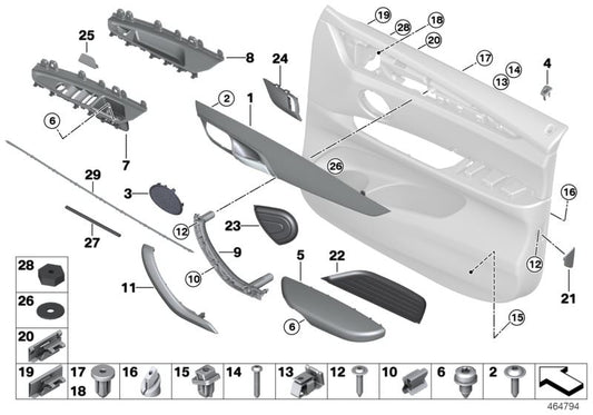 Cubierta derecha OEM 51417292186 para BMW F15, F85, F16, F86 (modelos X5 y X6). Pieza original BMW. Ideal para cambiar la tapa lateral derecha interior. Color negro.