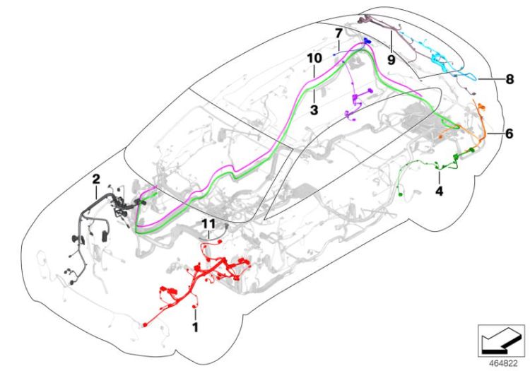 Cables de reparación delanteros izquierdos OEM 61119252431 para BMW X3 F25, X4 F26. Original BMW.