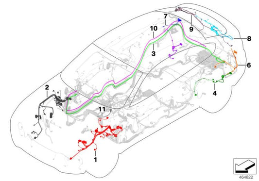 Cables de reparación delantero derecho OEM 61116845529 para BMW X3 (F25) 2009-2017. Original BMW.