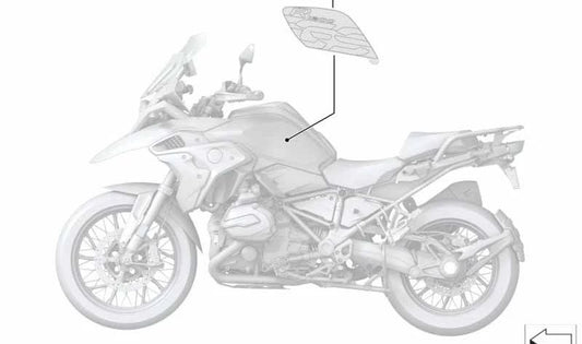 Scritta a sinistra sotto vernice incolore OEM 51148566727 per motociclette BMW R1200GS, R1250GS. BMW Motorrad originale.
