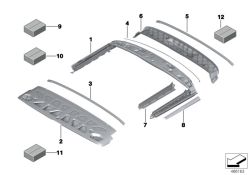 Juego de fijación para arco frontal OEM 54347463740 para MINI F57 Cabrio, F67 Cabrio... y más. Original MINI.