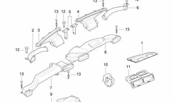 Conducto de calefacción izquierdo para los pies OEM 64228150435 para BMW E38. Original BMW.