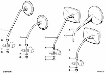 Specchio sinistro per BMW E46, F30, F80 (OEM 51161231692). BMW originale