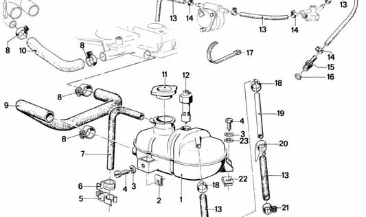 Depósito de expansión OEM 17111707545 para BMW E23. Original BMW.