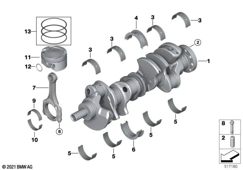 Rod screw for BMW G87, G20N, G21N, G80, G81, G26, G82, G83, F07, F10, F11, F90, G30, G31N, F06, F12, F13, F01N, F02N, F04, G11N, G12N, F91 , F92, F93, G14, G15, G16, F97, F98, E70, F15, G05, E71, F16, G07 (OEM 11247845511). BMW original.