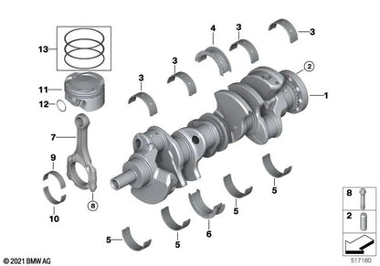 Rod screw for BMW G87, G20N, G21N, G80, G81, G26, G82, G83, F07, F10, F11, F90, G30, G31N, F06, F12, F13, F01N, F02N, F04, G11N, G12N, F91 , F92, F93, G14, G15, G16, F97, F98, E70, F15, G05, E71, F16, G07 (OEM 11247845511). BMW original.