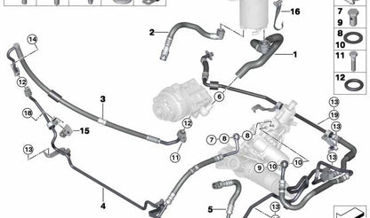 Tubo de retorno refrigerante OEM 32416792492 para BMW E70, E70N, F15, E71, F16. Original BMW.