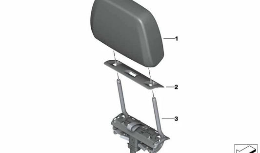 Reposacabezas trasero OEM 52305A34DC0 para BMW X7 G07 y G07N. Compatible con asientos traseros tercera fila. Original BMW.