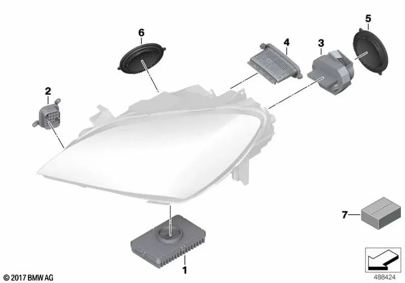 Módulo de luz principal de LED para BMW Série 6 F06, F12, F13, X5 E70, X6 E71 (OEM 63117307528). BMW originais.