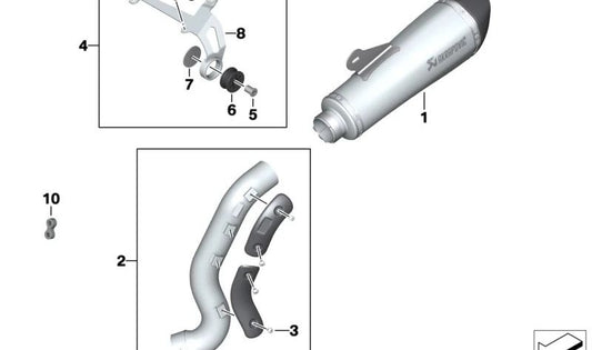 Long connection tube OEM 77111542042 for BMW Motorrad R Nine (RK21), R Nine Pure (RK22), R Ninenet Scrabler (RK23) and R Ninenet Urban G/S (RK33). Original BMW Motorrad.