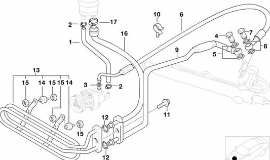 Direction assistée à haute pression OEM 32411095068 pour BMW E36, Z3. BMW d'origine.