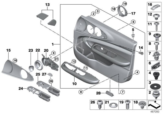 Clip de sujeción OEM 51417464302 para MINI F40, F70, F44, F74, F78, G70, F91, F92, F93, G14, G15, G16, I20, F54. Original MINI. Ideal para fijar paneles interiores como las molduras de puerta.