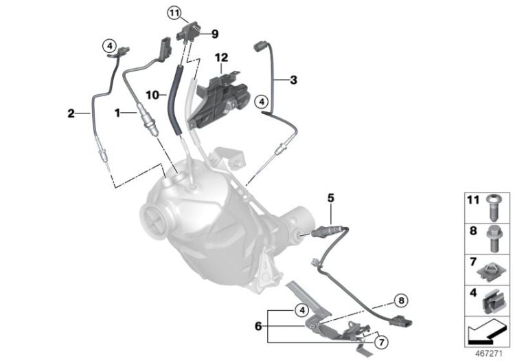 Palpador de temperatura de gases de escape OEM 13628589818 para BMW F20, F30, G30, X3 G01, X4 G02... y más. Original BMW.