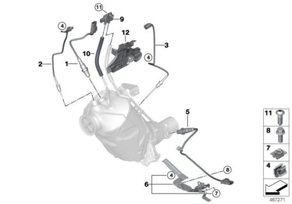 Palpador de temperatura de gases de escape OEM 13628589818 para BMW F20, F30, G30, X3 G01, X4 G02... y más. Original BMW.