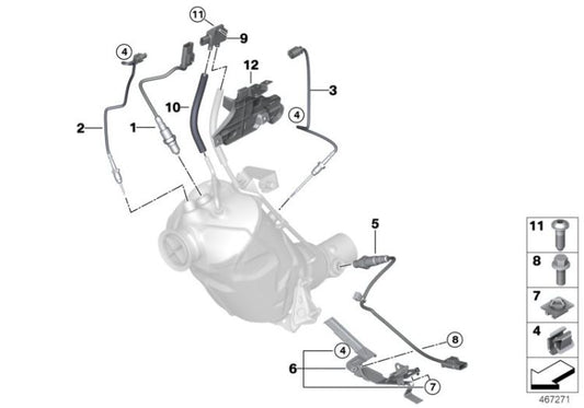 Palpador de temperatura de gases de escape OEM 13628589818 para BMW F20, F30, G30, X3 G01, X4 G02... y más. Original BMW.