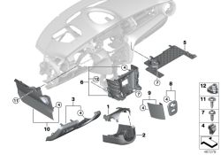 Revestimiento panel central inferior derecho OEM 51459296976 para MINI F56, F55, Cabrio F57... y más. Original MINI.