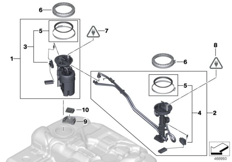 Unidad alimentadora con sensor de nivel izquierda OEM 16117207977 para BMW X5 E70, F15, X6 E71, F16. Original BMW.