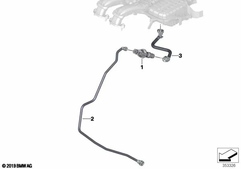 Tank breather pipe for BMW i I01, I01N (OEM 13907623241). Original BMW