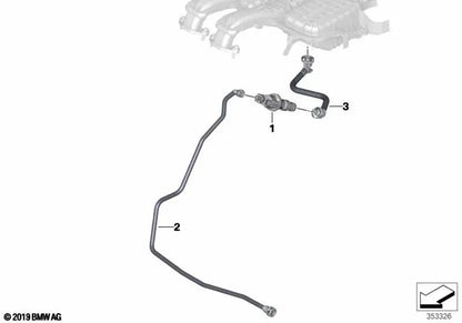 Conducto de ventilación del depósito OEM 13907623241 para BMW i3 60Ah, i3 94Ah, i3 120Ah, i3s 120Ah. Original BMW.