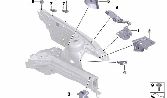 Soporte izquierdo para latiguillo de freno OEM 41007224911 para BMW Z4 E89 sDrive18i, sDrive20i, sDrive23i. Original BMW.