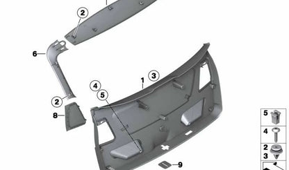 Cobertura esquerda do portão traseiro OEM 51497260047 para BMW F25. BMW original.
