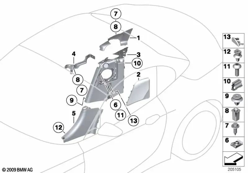 Tampa do alto-falante esquerdo para BMW E89 (OEM 51439167073). BMW original