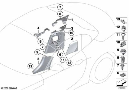 Tampa do alto-falante esquerdo para BMW E89 (OEM 51439167073). BMW original