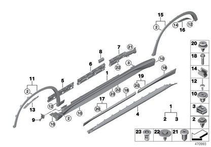 Cubierta lateral derecha (debajo de la puerta) OEM 51777403398 para BMW X1 F48, F48N. Original BMW.