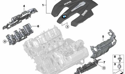 Cubierta insonorizante motor OEM 11148602047 para BMW G30, G11, G12. Pieza original BMW.