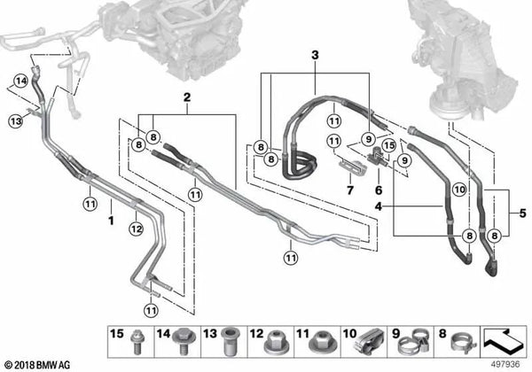 Manguera de refrigerante de retorno subterránea para BMW G07, G07N (OEM 64216821666). Original BMW.