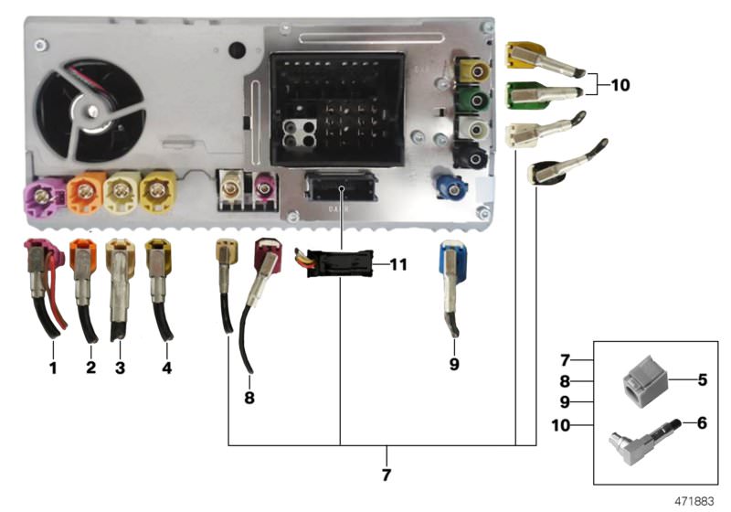 Cable reparación antena DAB OEM 61119374856 para BMW F90, F90N, G30, G30N, G31, G31N, G11, G11N, G12, G12N. Original BMW.