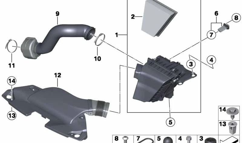 Silenciador de admisión OEM 13717613822 para BMW Z4 E89 sDrive18i, sDrive20i y sDrive28i (todos los motores N20). Original BMW.