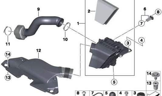 Silenciador de admisión OEM 13717613822 para BMW Z4 E89 sDrive18i, sDrive20i y sDrive28i (todos los motores N20). Original BMW.