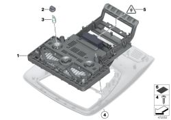 Juego de reparación centro de mandos techo OEM 61319221632 para BMW F07, F10, F11, F06, F13, F01, F02, F03, F04, X3 F25, X4 F26... y más. Original BMW.